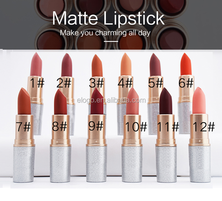 Wholesale Hot Best Quality Matte Lipstick 12 Color Makeup Customize private label