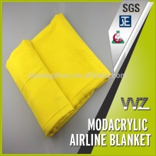 100% modacrylic flame retardant solid color yellow color twill woven airline blanket inflight blanket