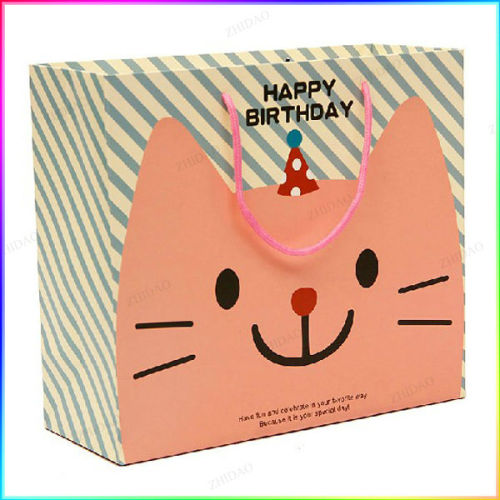 lovely big size cat paper bag with handle for clothes, shoes