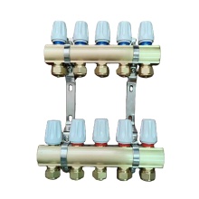4 Loop Brass Radiant Heat PEX Floor Heating Manifold for PEX Hydronic Radiant Floor Heating System