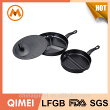 3pcs carbon steel fry pan with divisions