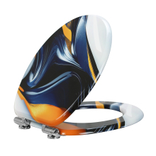 Fanmitrk Toilet Seat Blue Yellow Pattern MDFDJ2506