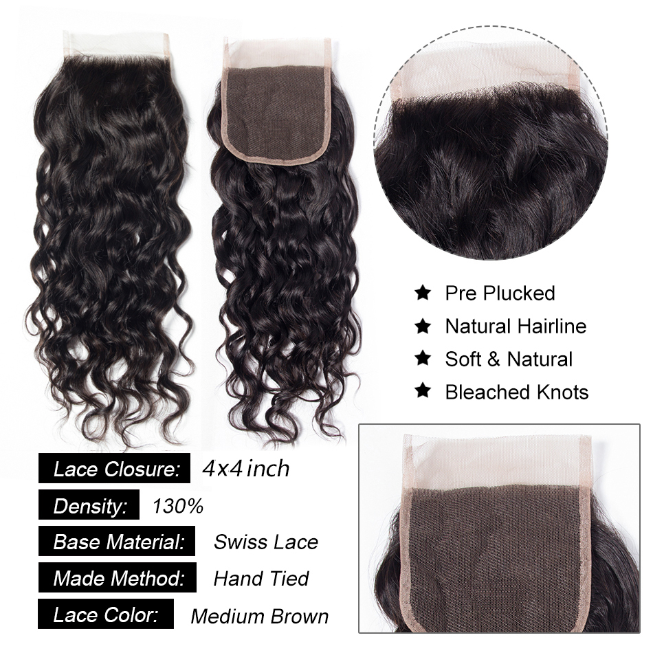 Grade 10A 100% Raw Unprocessed Virgin Peruvian Hair 2019 Virgin Peruvian Water Wave Hair with Lace Closure