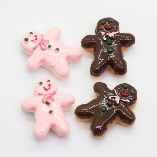 20*24mm Kawaii Gingerbread man shaped Mini Resin Charms Beads Slime Handmade Craft Decor Cabochon Christmas Party Tree Spacer