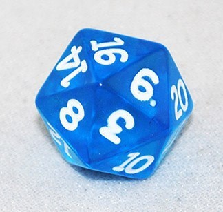 Transparent blue 20 Sided Dice, 20 sides dice, D20 dice, polyhedral dice