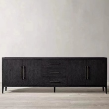 Modern French Oak Wood 4-Door Sideboard with Drawer
