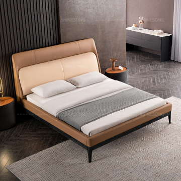 Simple Upholstered Microfiber Leather Soft Beds - King/Queen Size