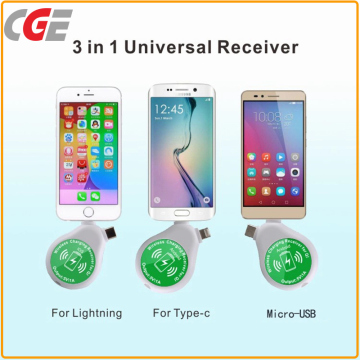 Mobile Phone Charger ISO and Android 3 in 1 Universal Receiver Wireless Charging Receiver Mobile Phone Wireless Charger