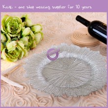 Manufacture Large Decorative Cheap Colored Wedding and Event Planning Business Flora Glass Dinner Plates Wholesale