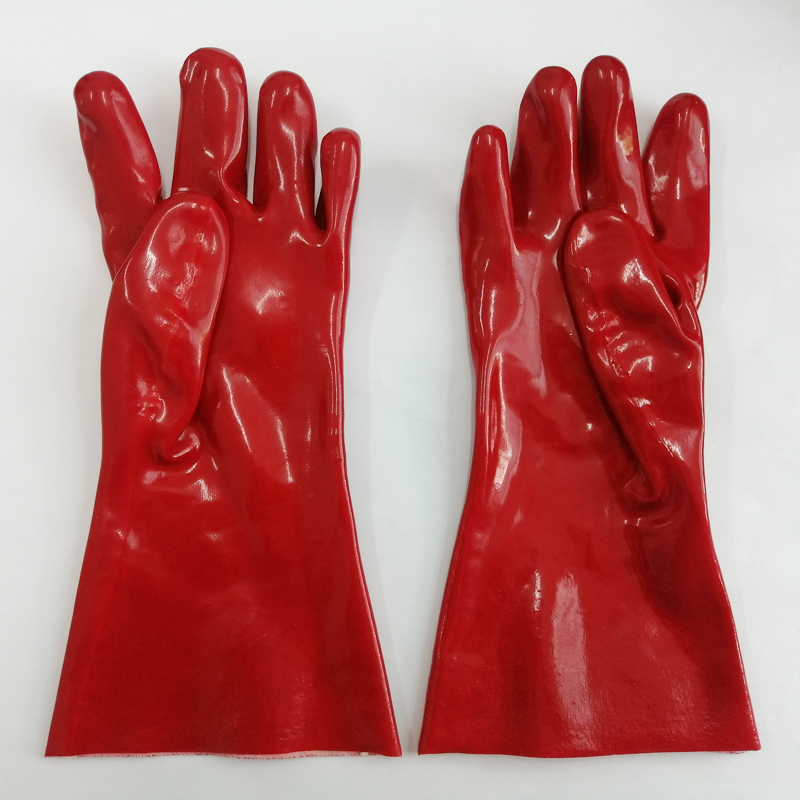 Κόκκινα γάντια επικαλυμμένα με PVC Ασφάλεια εργασίας 14 ίντσες