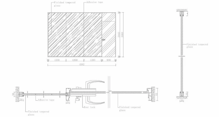 Aluminum Alloy Frame Curved Glass Partition Free Design