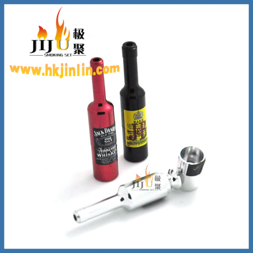 Fancy mini winebottle hot sales novelty high quality Aluminum metal portable smoking pipe JL-0115