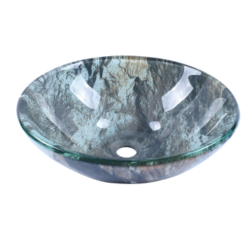 Double Layer Texture Glass Wash Basin Cobblestone