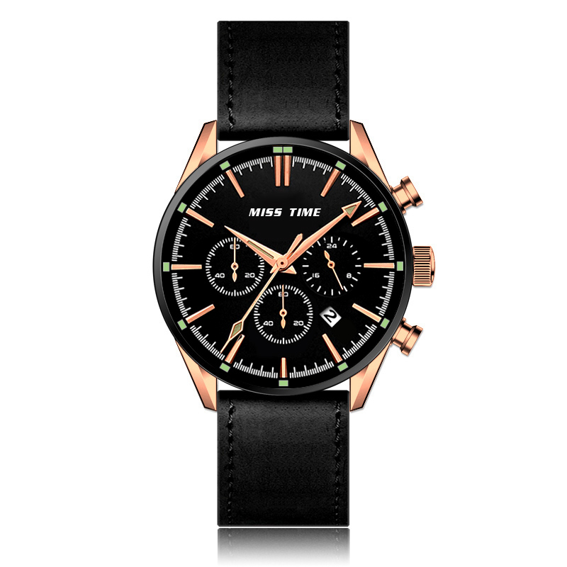 Western Trendy Stainless Steel Case Quartz Watch 