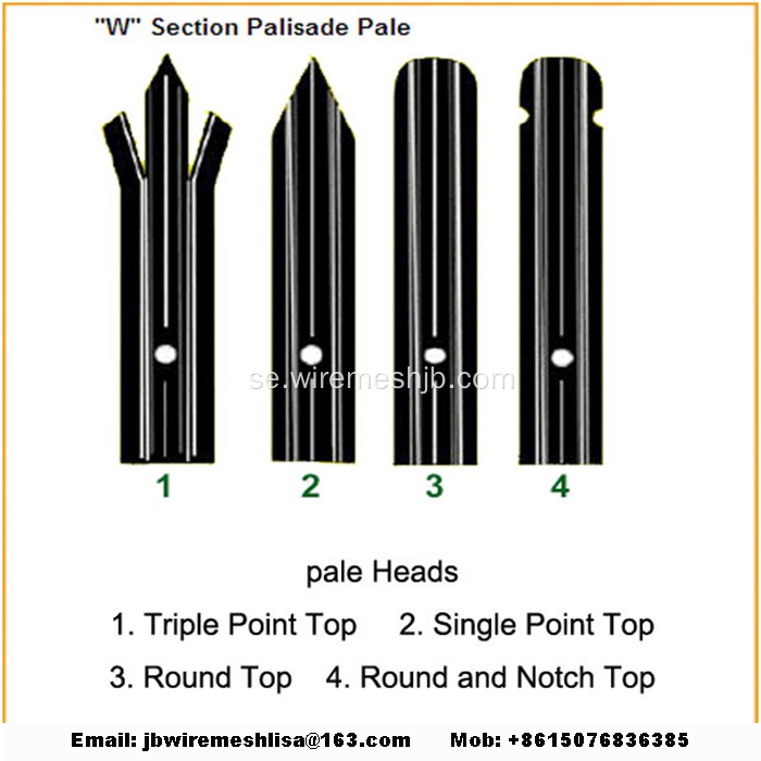 Pulverlackat och Galvaniserat Stål Palisade Staket