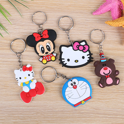 Wholesale Creative Lovely PVC Cartoon Keychains Single Side Printing Cheap Small Promotion Gift