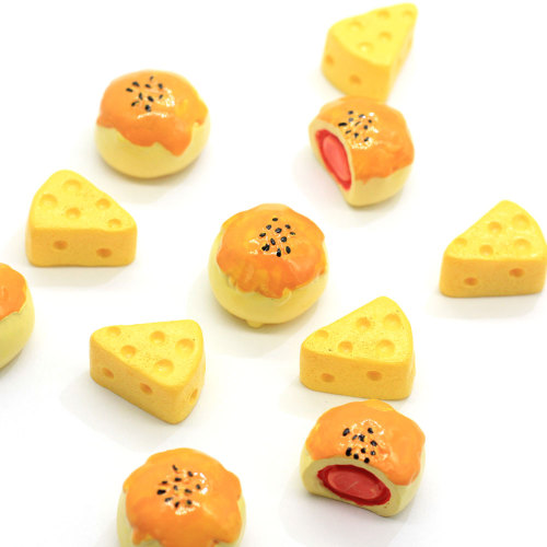 Mixed Simulation 3D Crispy Cheese Resin Handmade Craft Round Bread Food Bead Cabochon Children Kitchen Play Toy Jewelry Diy Deco