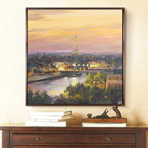 Paris Dusk Skyline Canvas Oil Painting