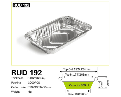 RUD192 Aluminum foil rectangle food packing container