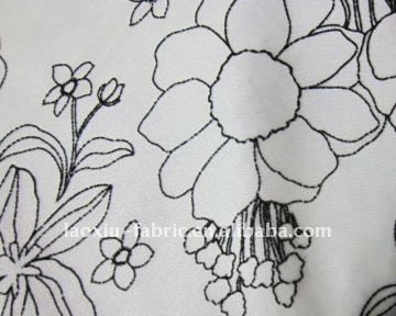 flower embroidered satin fabric