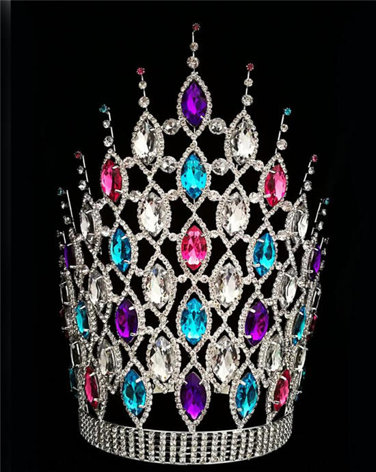 12" Colored Chunky Rhinestone Crowns For Party