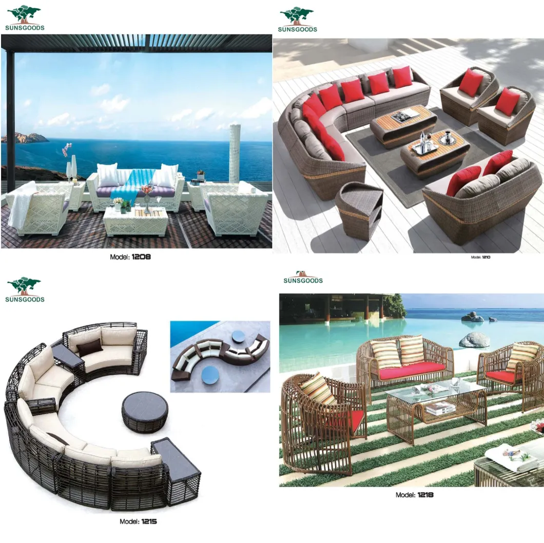 Modern Hot Sale Courtyard Hotel Swimming Pool Style Outdoor Leisure Rope Terrace Rattan Corner Furniture Sofa