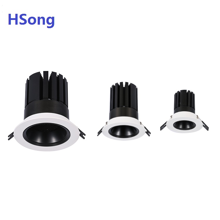 Hot selling 12w cob led downlight  with honeycomb 7w 10w 20w 30w 40w led recessed cob spotlight anti glare ugr 9