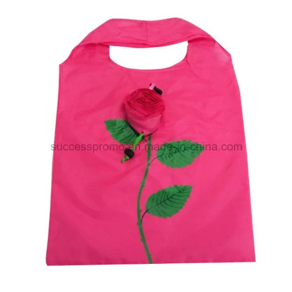 Rose Shaped Foldable Shopping Bag, Customized Design and Size Are Accepted