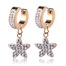 14k White Gold Plated White Sapphire Star Cluster Earrings