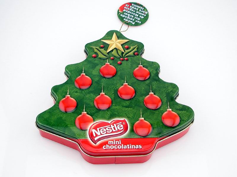 Christmas tree shape gift tin box decorative Christmas candy tin can