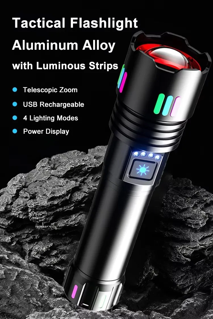 White Laser Flashlight, Strong Waterproof Illumination, Multifunctional Charging