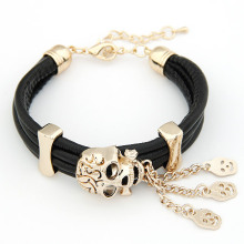 Popularity with skull metal clasp for leather bracelets for women