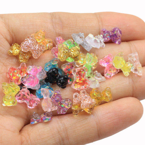 Wholesale Kawaii Glitter 3D Cartoon Resin Bear Beads Nail Art Decor Bling Manicure Charms DIY Craft