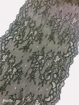 Black Broad Elastic Lace Fabric for Women Lingeries