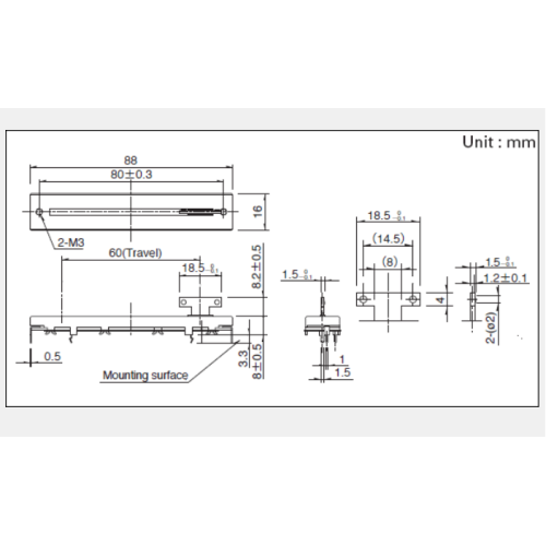 RS60N Series Slide Potentiometer