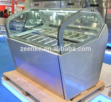 Chocolate Sundae Freezer Italian Gelato Display Showcase CE Approval