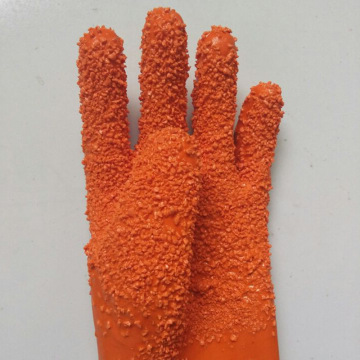 Guantes de PVC naranja con chips de algodón Forro 60 cm