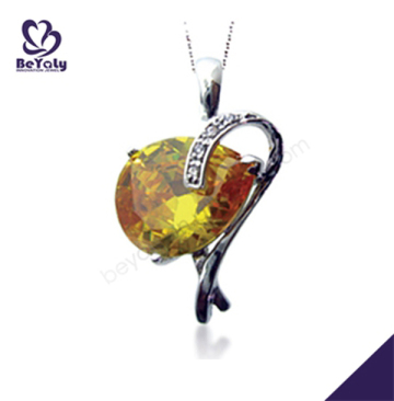 Fashion women's yellow topaz jewelry pendants silver