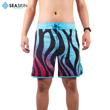 Seaskin Mens Custom Summer Elastic Waist Polyester Swim Beach Shorts