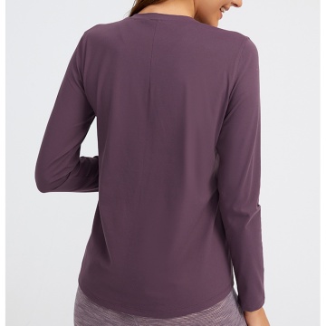 Women's long sleeve pullerove loose running t shirt