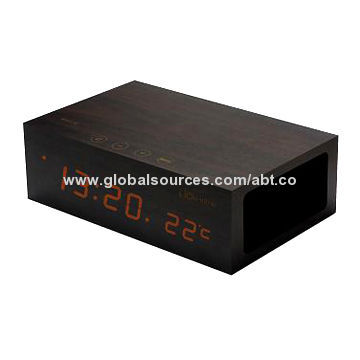 Wood alar clock Bluetooth Speaker with USB charging,LED display,6W,CSR chip,CE,ROHS,FCC