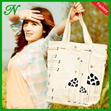 lovely shopping bag cotton bag canvas tote bag leather handle