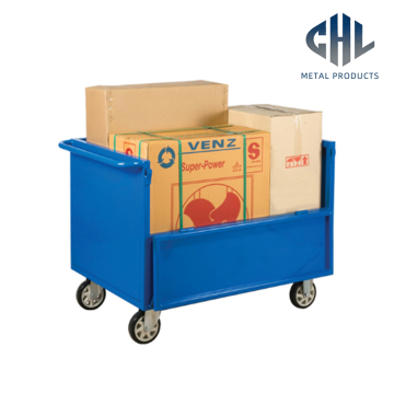 Blue Steel Utility Cart with Wheels