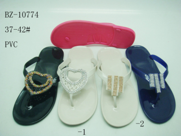 BZ-10774 ladies fancy sandal wholesale PVC flip flog PVC slipper