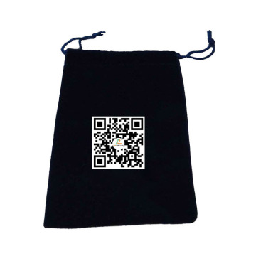 Custom Logo Printed Black Velvet Drawstring Bag