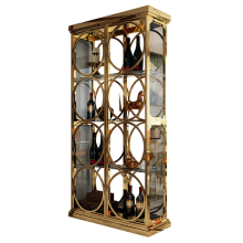 Ideal Italian Gold Stainless Steel Wine Cabinet for Living Room Furniture with Glass