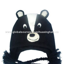 Animal hats with micro-soft fleece lining for winter, skunk design