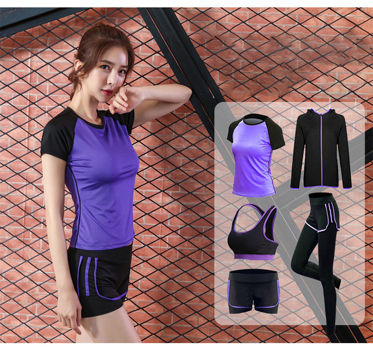 Abbigliamento da yoga da donna 5 pezzi Set completo Abbigliamento sportivo sportivo