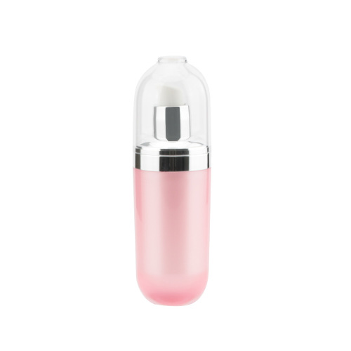 Bottiglia cosmetica rotonda in acrilico rosa con tappi ARGENTO