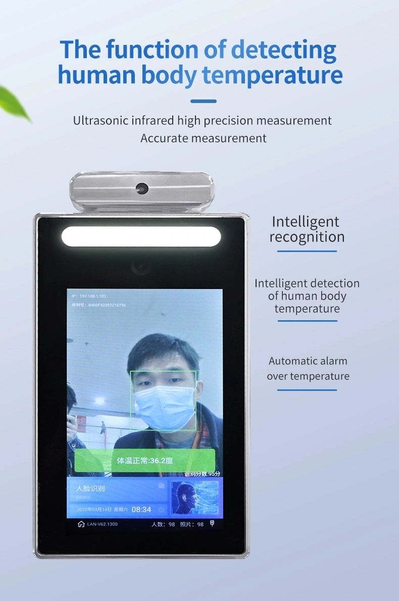 Face Recognition Machine Human Body Temperature Scan Detection Monitoring with System